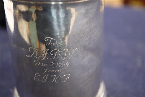 An early George I Britannia standard silver mug, Nathaniel Lock, London, 1715, 9cm.